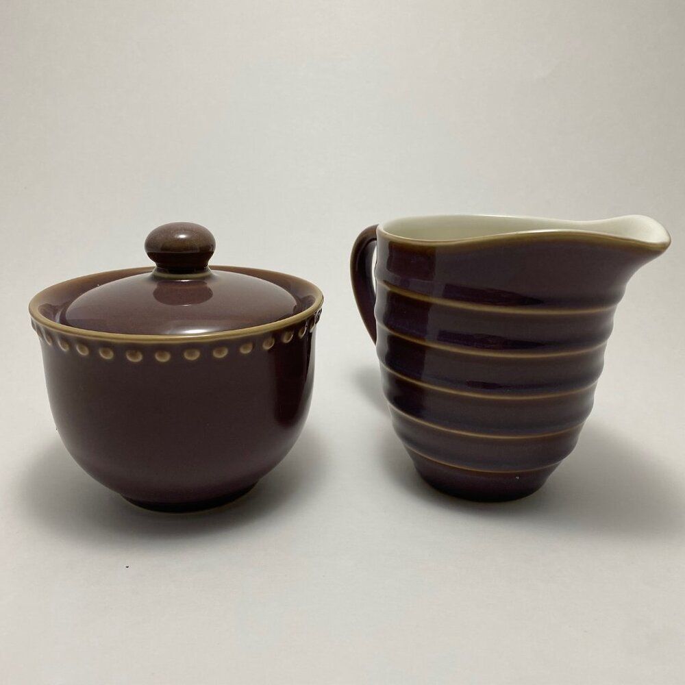 Dansk Reactic Plum Creamer and Sugar Bowl with Lid | Purple | Japan